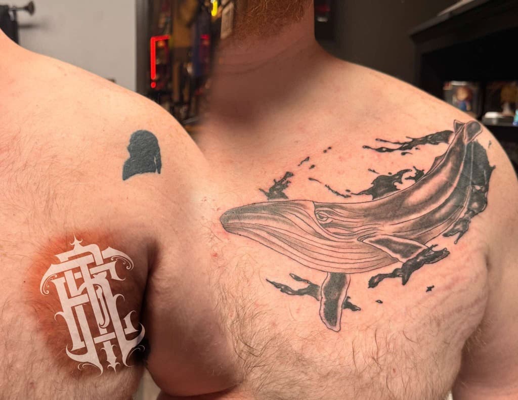 Ocean Humpback Whale Chest Cover-Up