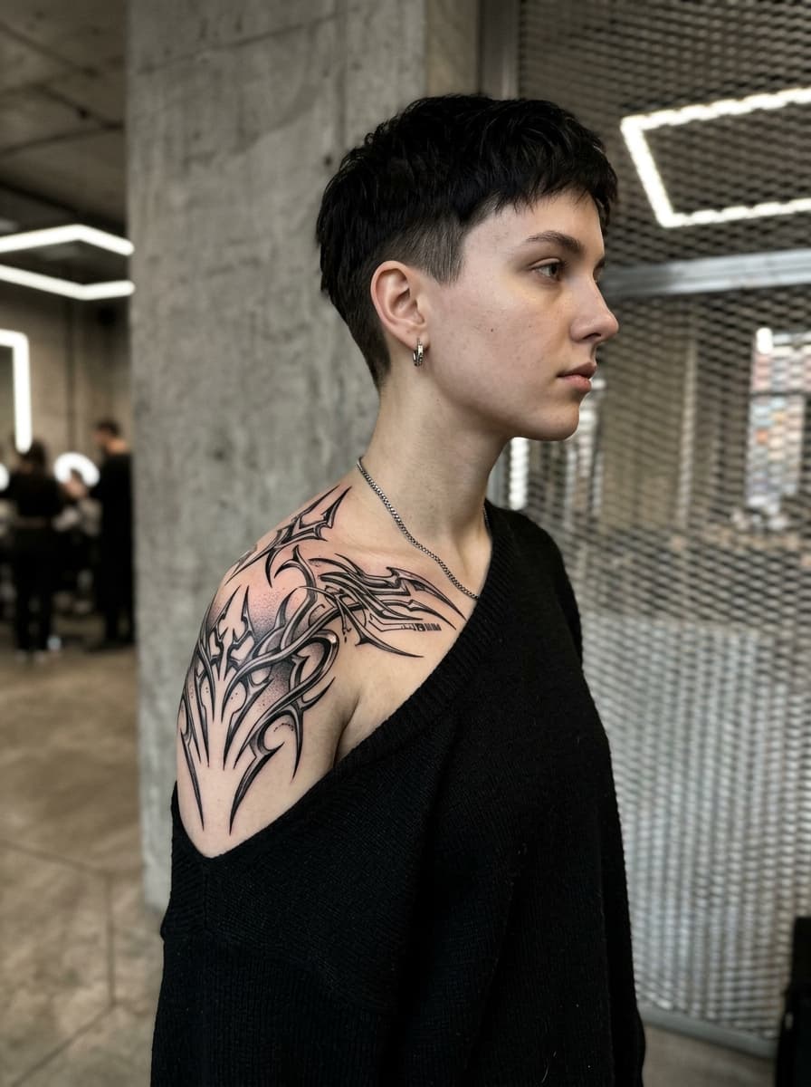 Cybersigilism Fluid Chrome Cyber-Wing Linework